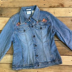 Axcess by Liz Claiborne Girls Embroidered Denim Jean Jacket size 12